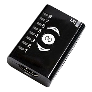 Dr HDMI top view with the eight EDID bank LEDs and control buttons