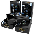 Fünf Dr HDMI aus verschiedenen Blickwinkeln mit HDMI-Eingang, -Ausgang, Mini-USB-Anschluss und HEAC/ARC-Schalter